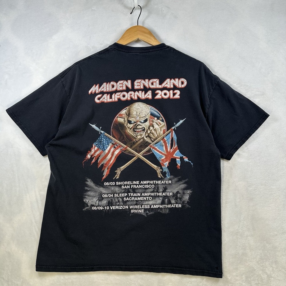 Iron Maiden 2012 Tour Merch Tee Shirt Black Mens Large Maiden England California